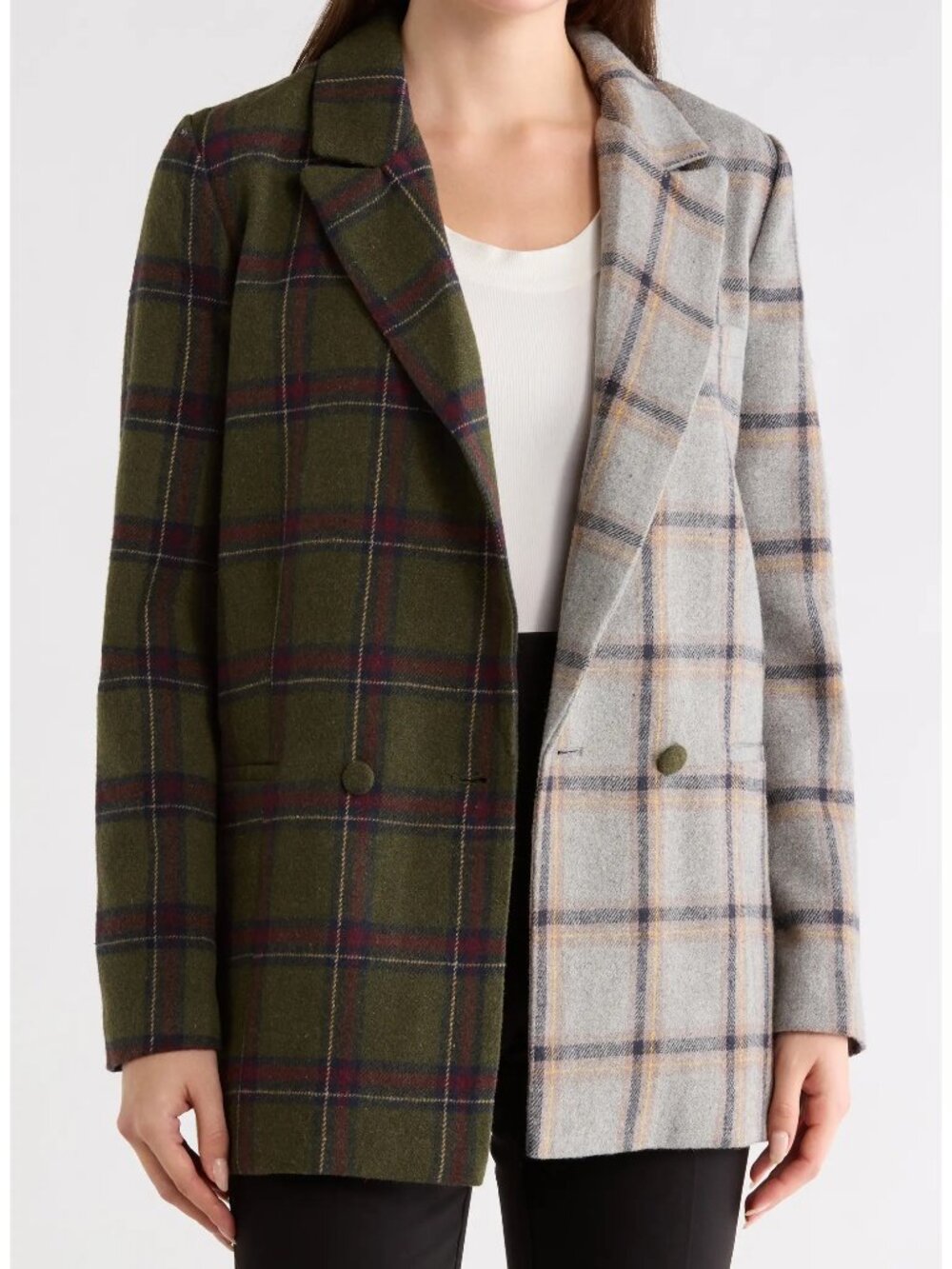 Hutch Meg Contrast Plaid Coat iIn Split Plaid